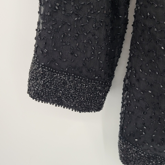 RARE! Vintage 1980s Stenay Black Beaded 100% Silk Evening Jacket -Stunning! - Picture 8 of 13